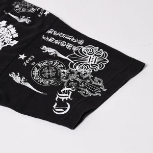 CHROME HEARTS クロムハーツ ポケットTシャツ CHクロス セメタリークロス ホースシュー ダガー スター スクロールロゴ フォティ ブラック Lサイズ 美品 中古 4a004550
