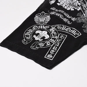 CHROME HEARTS クロムハーツ ポケットTシャツ CHクロス セメタリークロス ホースシュー ダガー スター スクロールロゴ フォティ ブラック Lサイズ 美品 中古 4a004550