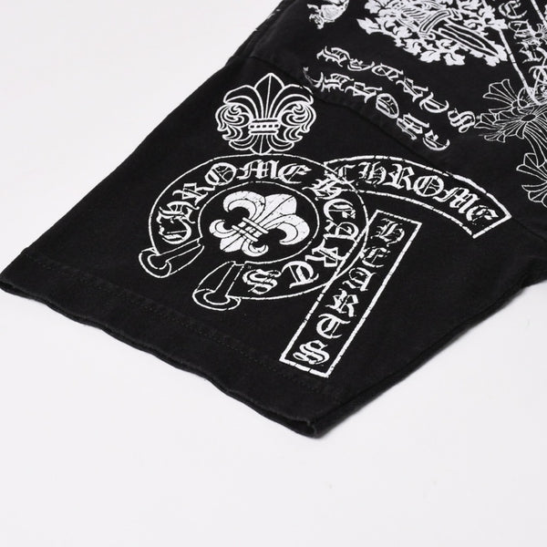 CHROME HEARTS クロムハーツ ポケットTシャツ CHクロス セメタリークロス ホースシュー ダガー スター スクロールロゴ フォティ ブラック Lサイズ 美品 中古 4a004550