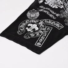 画像をギャラリービューアに読み込む, CHROME HEARTS クロムハーツ HALF SLEEVE T-SHIRT MULTI MOTIF ポケットTシャツ CHクロス セメタリークロス ホースシュー ダガー スター スクロールロゴ フォティ ブラック Lサイズ 美品 中古 4a004550