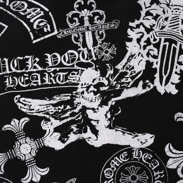 CHROME HEARTS クロムハーツ ポケットTシャツ CHクロス セメタリークロス ホースシュー ダガー スター スクロールロゴ フォティ ブラック Lサイズ 美品 中古 4a004550