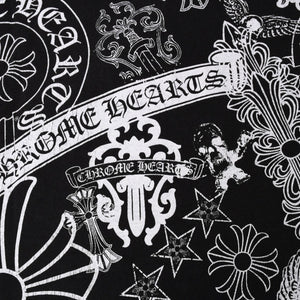 CHROME HEARTS クロムハーツ ポケットTシャツ CHクロス セメタリークロス ホースシュー ダガー スター スクロールロゴ フォティ ブラック Lサイズ 美品 中古 4a004550