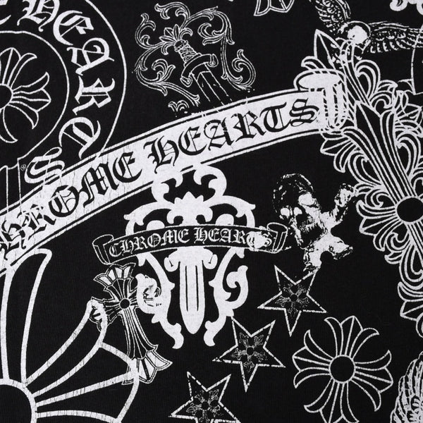 CHROME HEARTS クロムハーツ ポケットTシャツ CHクロス セメタリークロス ホースシュー ダガー スター スクロールロゴ フォティ ブラック Lサイズ 美品 中古 4a004550