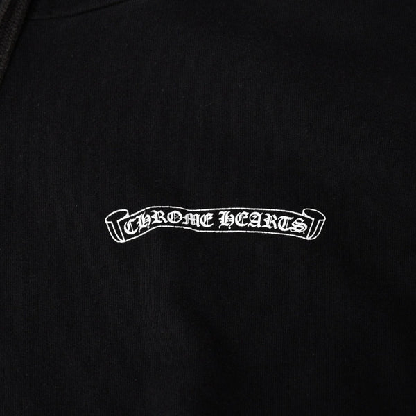 CHROME HEARTS クロムハーツ スクロールラベル プルオーバーパーカー フーディ オールドイングリッシュフォント CHロゴ ブラック XLサイズ 美品 中古 4a004547