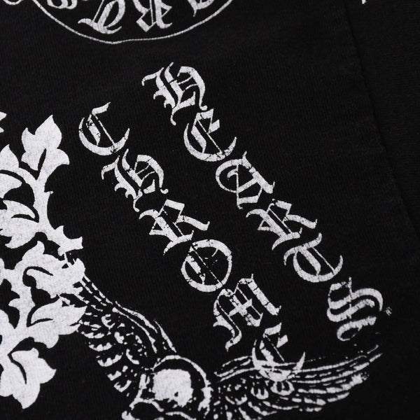 CHROME HEARTS クロムハーツ ポケットTシャツ CHクロス セメタリークロス ホースシュー ダガー スター スクロールロゴ フォティ ブラック Lサイズ 美品 中古 4a004550