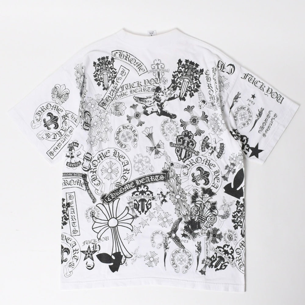 CHROME HEARTS Pocket T-shirt CH Cross Cemetery Cross Horseshoe Dagger Star Foti White XL Size Good Condition Used 4a004550