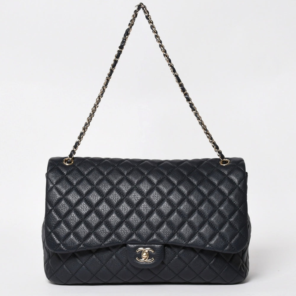 Like new CHANEL Jumbo Matelasse XL Shoulder Bag Navy 30s Chain Shoulder Dekamato Used 4a004770