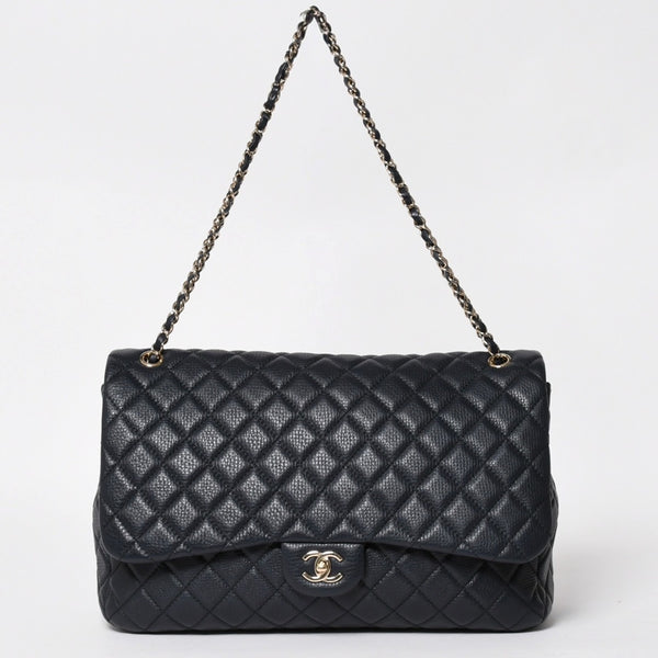 Like new CHANEL Jumbo Matelasse XL Shoulder Bag Navy 30s Chain Shoulder Dekamato Used 4a004770