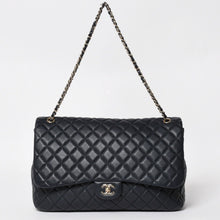 画像をギャラリービューアに読み込む, 新品同様 CHANEL シャネル ジャンボ マトラッセ XL ショルダーバッグ ネイビー 30番台 チェーンショルダー デカマト 中古 4a004770