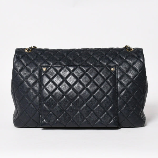 Like new CHANEL Jumbo Matelasse XL Shoulder Bag Navy 30s Chain Shoulder Dekamato Used 4a004770