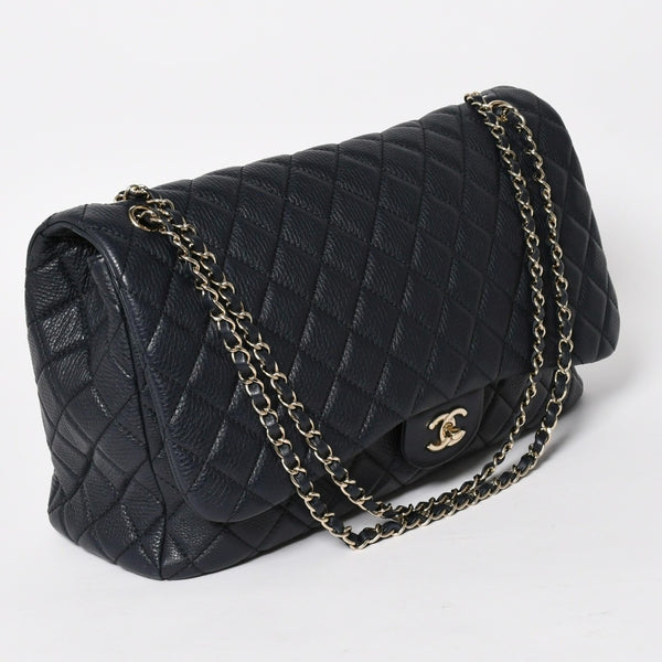 Like new CHANEL Jumbo Matelasse XL Shoulder Bag Navy 30s Chain Shoulder Dekamato Used 4a004770
