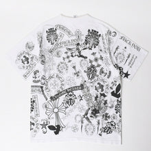 画像をギャラリービューアに読み込む, CHROME HEARTS クロムハーツ HALF SLEEVE T-SHIRT MULTI MOTIF ポケットTシャツ CHクロス セメタリークロス ホースシュー ダガー スター スクロールロゴ フォティ ホワイト XLサイズ 美品 中古 4a004550