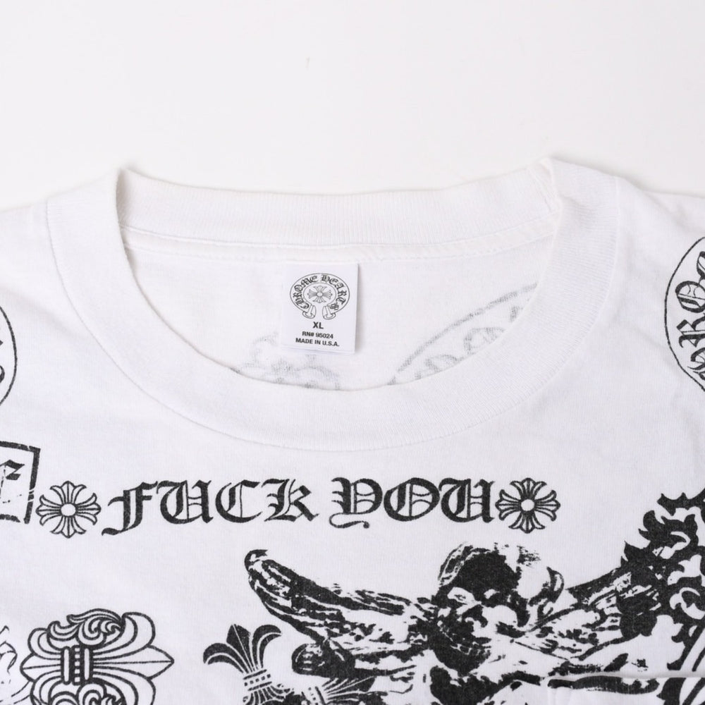 CHROME HEARTS クロムハーツ ポケットTシャツ CHクロス セメタリークロス ホースシュー ダガー スター フォティ ホワイト XLサイズ 美品 中古 4a004550