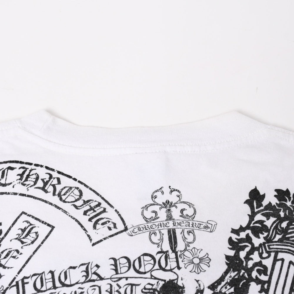 CHROME HEARTS クロムハーツ ポケットTシャツ CHクロス セメタリークロス ホースシュー ダガー スター フォティ ホワイト XLサイズ 美品 中古 4a004550