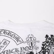 画像をギャラリービューアに読み込む, CHROME HEARTS クロムハーツ HALF SLEEVE T-SHIRT MULTI MOTIF ポケットTシャツ CHクロス セメタリークロス ホースシュー ダガー スター スクロールロゴ フォティ ホワイト XLサイズ 美品 中古 4a004550