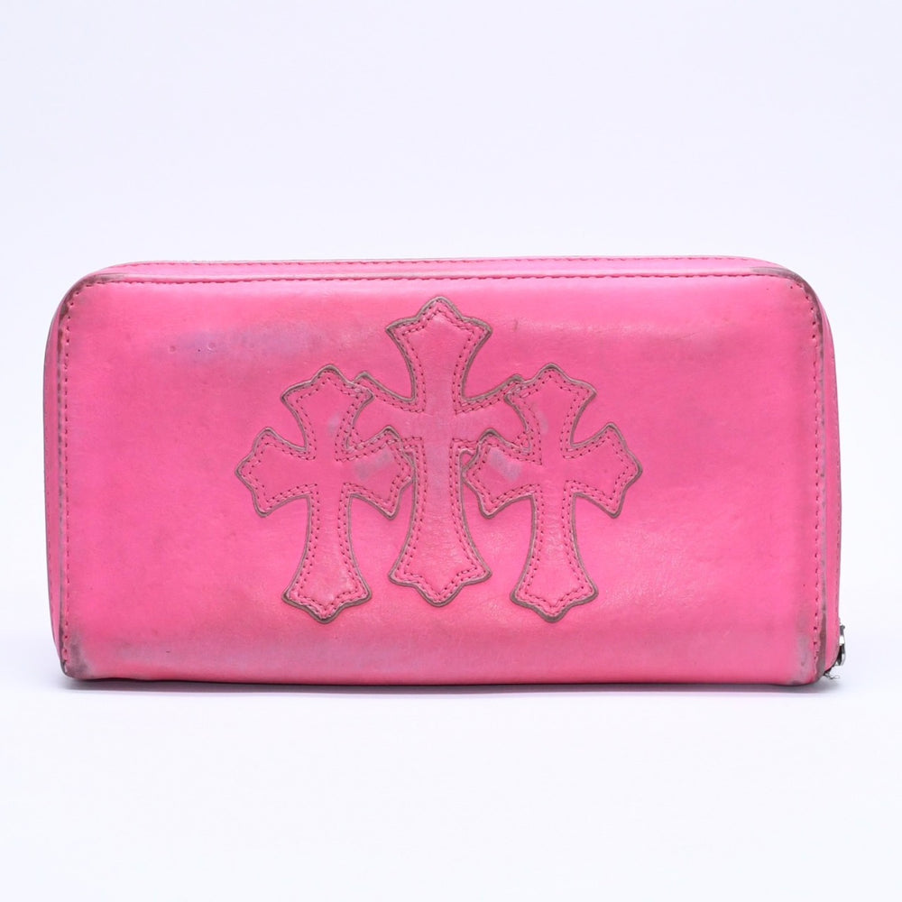 CHROME HEARTS REC F ZIP #2 WALLET REC F ZIP #2 Wallet Long Wallet Cemetery Cross Patch Pink Good Used 4a004544
