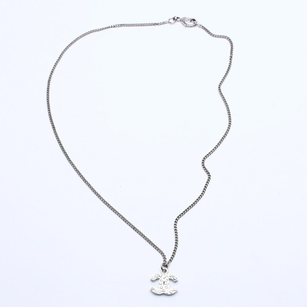 極美品 CHANEL シャネル ネックレス ココマーク ラインストーン シルバー B11V刻印 重量約5.71g 中古 4a004558