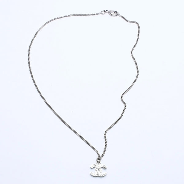 極美品 CHANEL シャネル ネックレス ココマーク ラインストーン シルバー B11V刻印 重量約5.71g 中古 4a004558
