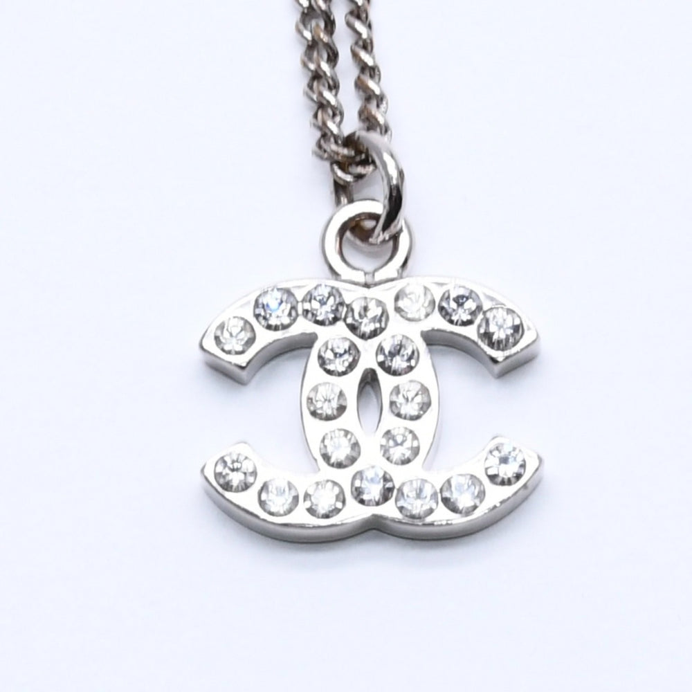 極美品 CHANEL シャネル ネックレス ココマーク ラインストーン シルバー B11V刻印 重量約5.71g 中古 4a004558