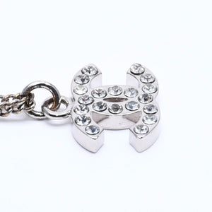 極美品 CHANEL シャネル ネックレス ココマーク ラインストーン シルバー B11V刻印 重量約5.71g 中古 4a004558