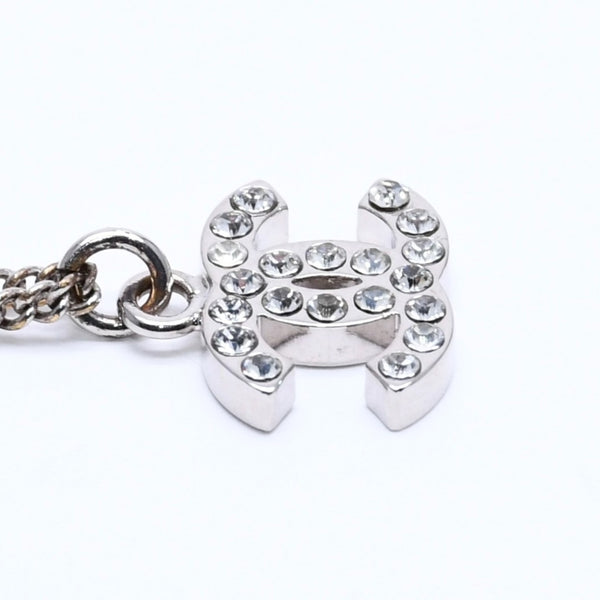 極美品 CHANEL シャネル ネックレス ココマーク ラインストーン シルバー B11V刻印 重量約5.71g 中古 4a004558