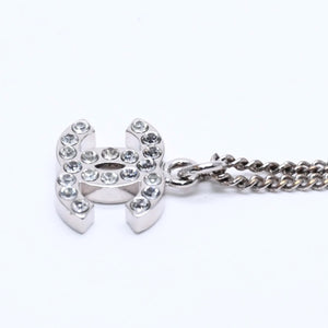 極美品 CHANEL シャネル ネックレス ココマーク ラインストーン シルバー B11V刻印 重量約5.71g 中古 4a004558