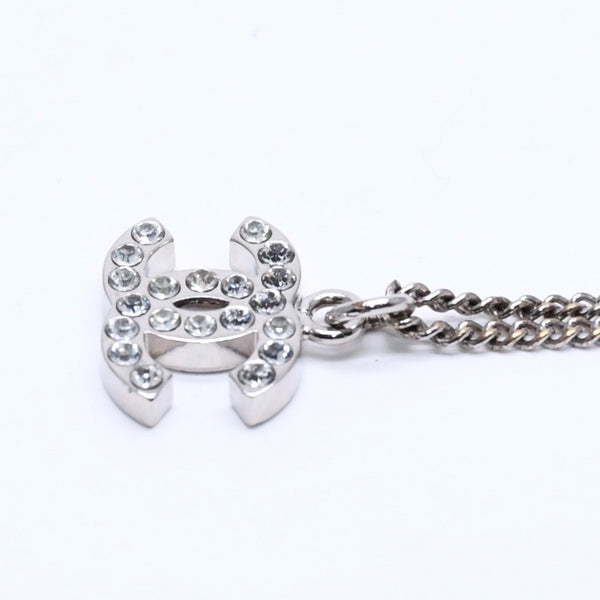 極美品 CHANEL シャネル ネックレス ココマーク ラインストーン シルバー B11V刻印 重量約5.71g 中古 4a004558