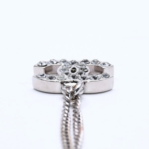 極美品 CHANEL シャネル ネックレス ココマーク ラインストーン シルバー B11V刻印 重量約5.71g 中古 4a004558