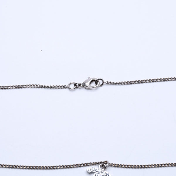 極美品 CHANEL シャネル ネックレス ココマーク ラインストーン シルバー B11V刻印 重量約5.71g 中古 4a004558