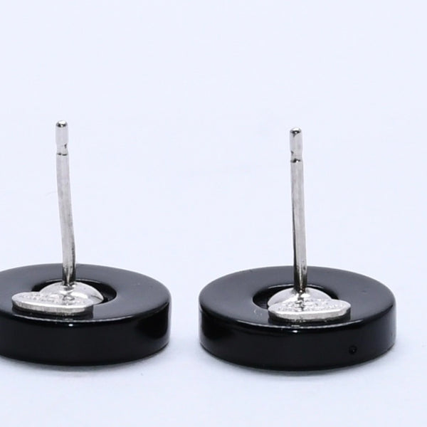 極美品 CHANEL シャネル ピアス イヤリング ココマークボタン ブラック 黒 05P刻印 重量約1.14g 中古 4a004568