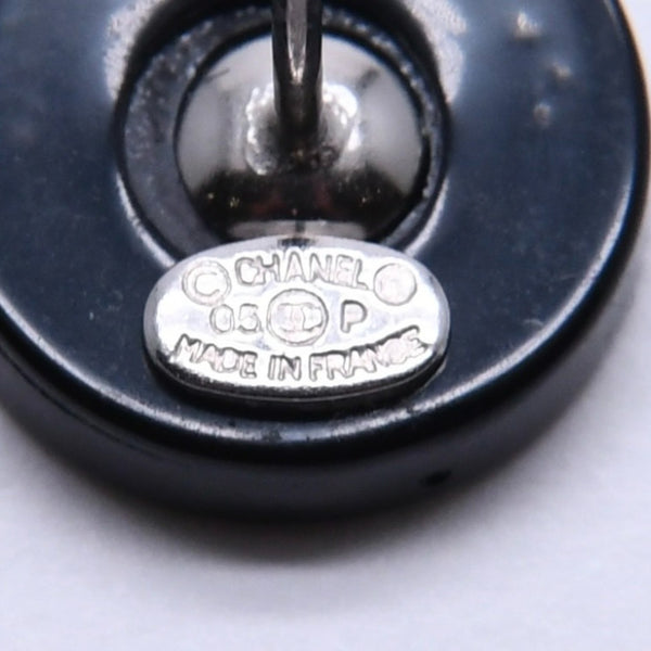 極美品 CHANEL シャネル ピアス イヤリング ココマークボタン ブラック 黒 05P刻印 重量約1.14g 中古 4a004568