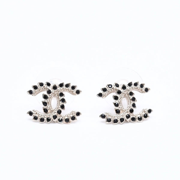 Very good condition CHANEL earrings here mark black rhinestone C20A stamp weight approx. 2.18g used 4a004557