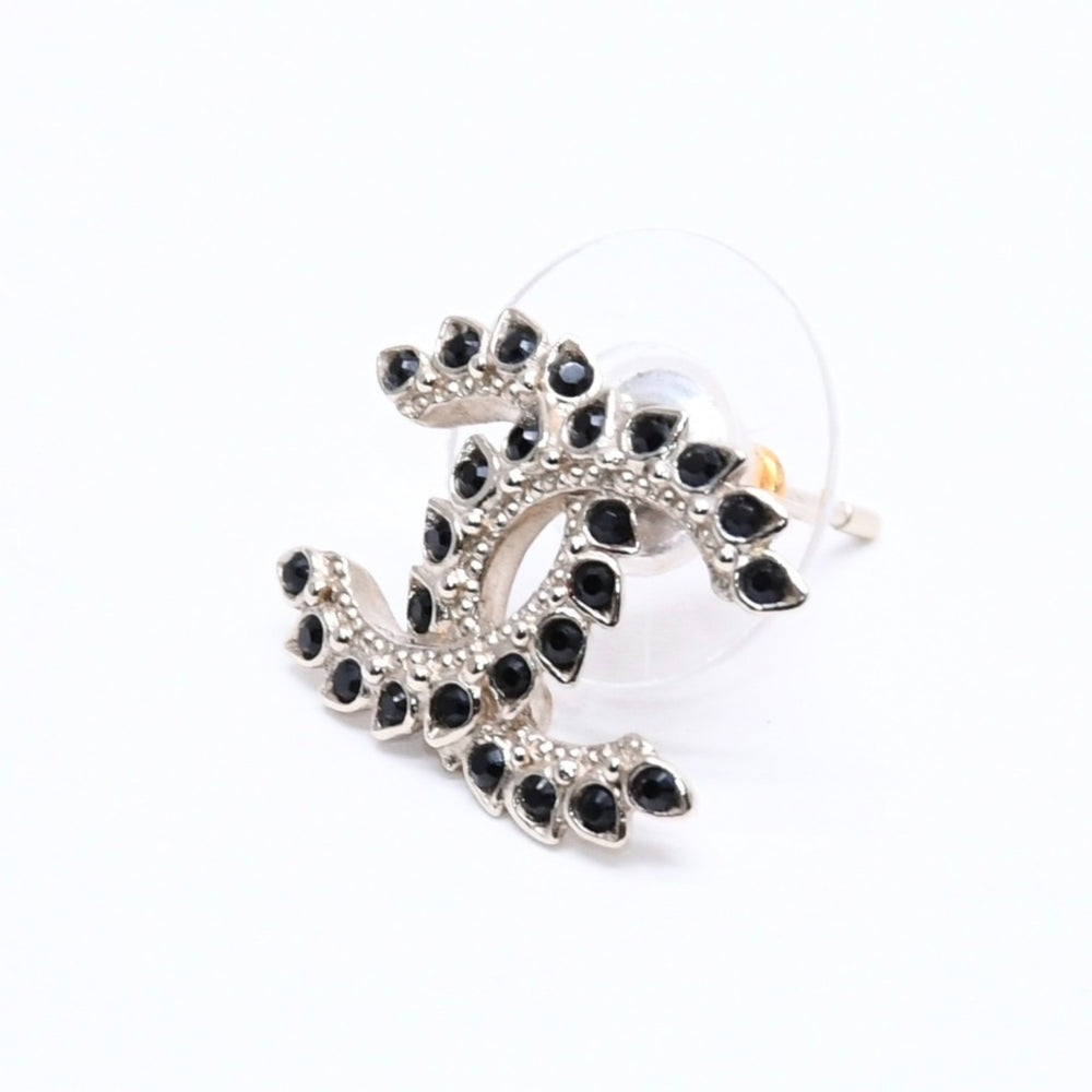 Very good condition CHANEL earrings here mark black rhinestone C20A stamp weight approx. 2.18g used 4a004557