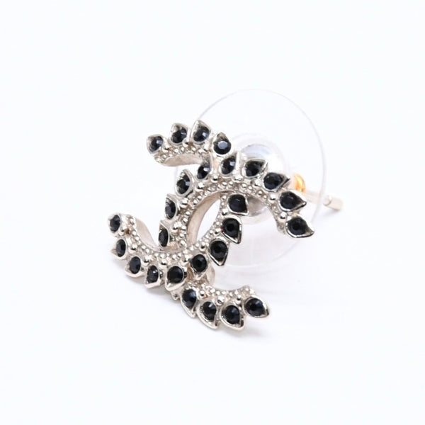 Very good condition CHANEL earrings here mark black rhinestone C20A stamp weight approx. 2.18g used 4a004557