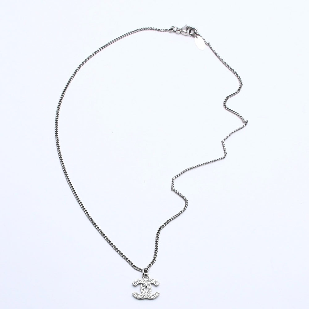 CHANEL Necklace Coco Mark Silver Rhinestone 09V stamp Weight approx. 5.63g Good condition Used 4a004554