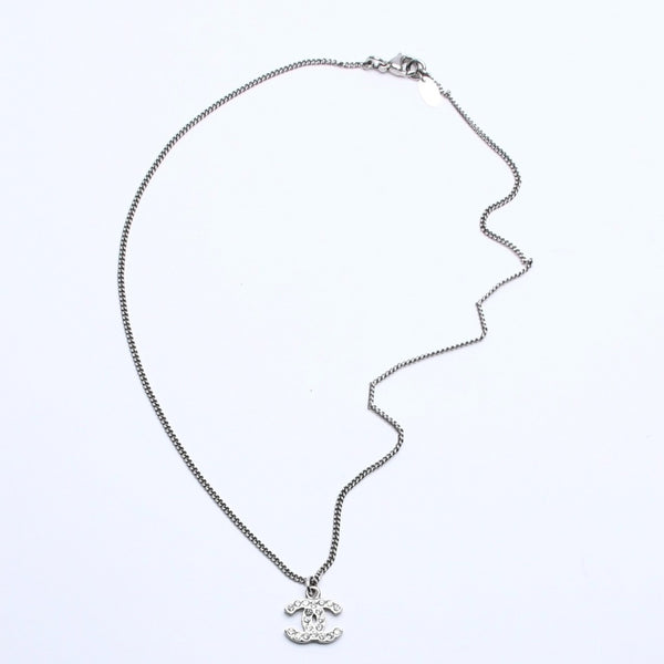 CHANEL Necklace Coco Mark Silver Rhinestone 09V stamp Weight approx. 5.63g Good condition Used 4a004554