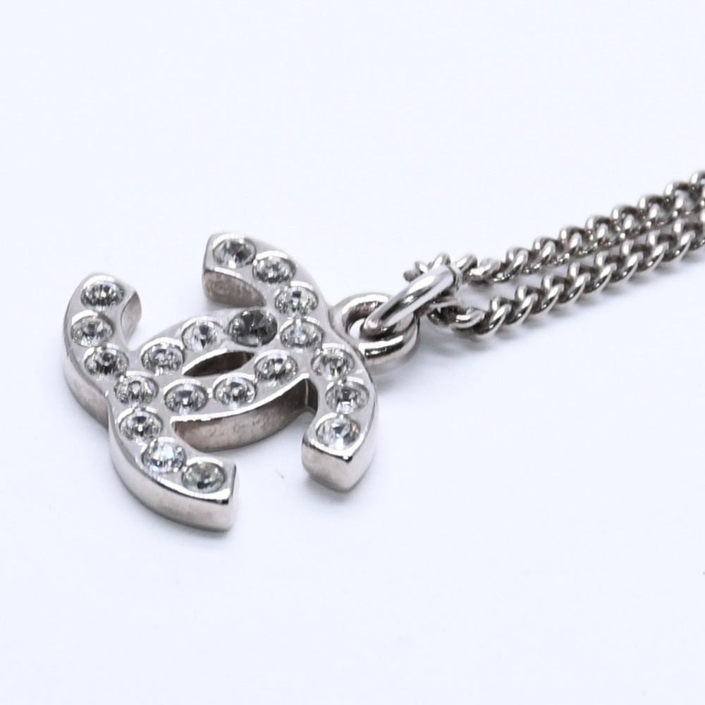 CHANEL シャネル ネックレス Coco Mark ココマーク シルバー ラインストーン 09V刻印 重量約5.63g 美品 中古 4a004554