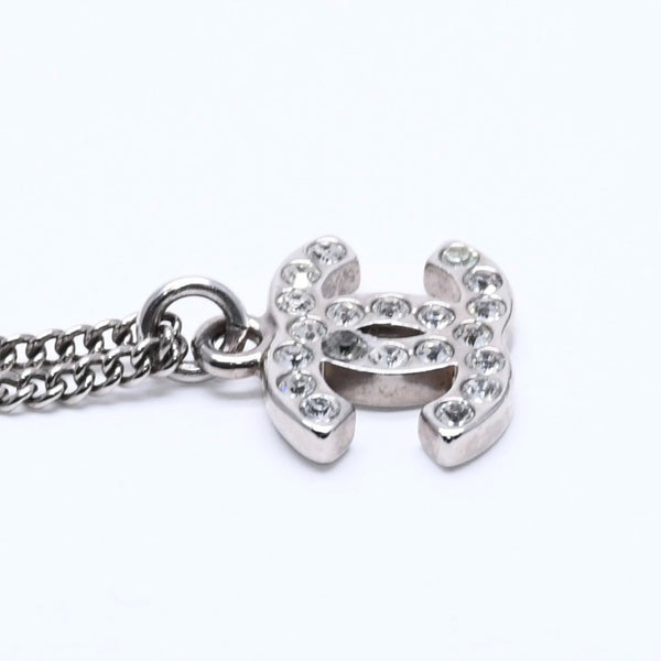CHANEL Necklace Coco Mark Silver Rhinestone 09V stamp Weight approx. 5.63g Good condition Used 4a004554