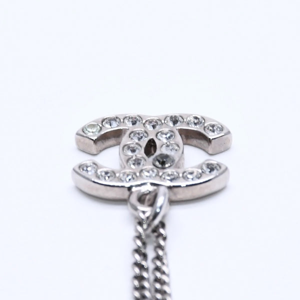 CHANEL Necklace Coco Mark Silver Rhinestone 09V stamp Weight approx. 5.63g Good condition Used 4a004554