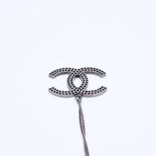 画像をギャラリービューアに読み込む, CHANEL シャネル ネックレス ココマーク ブラックラインストーン シルバー メタル 重量約14.06g 美品 中古 4a004573