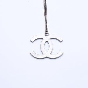 CHANEL Necklace Coco Mark Black Rhinestone Silver Metal Weight approx. 14.06g Good Condition Used 4a004573