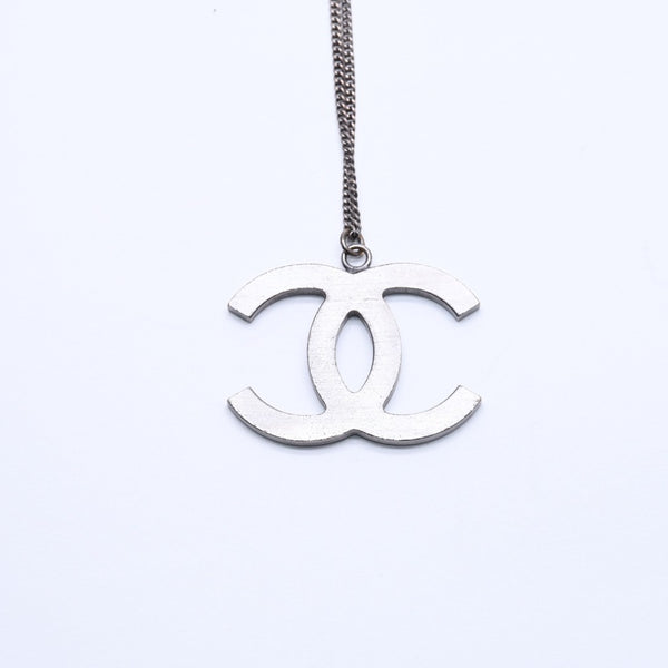 CHANEL Necklace Coco Mark Black Rhinestone Silver Metal Weight approx. 14.06g Good Condition Used 4a004573