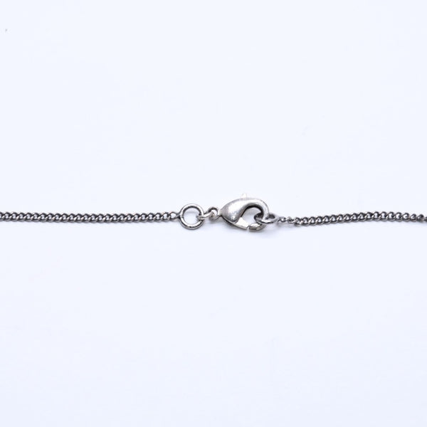 CHANEL Necklace Coco Mark Black Rhinestone Silver Metal Weight approx. 14.06g Good Condition Used 4a004573