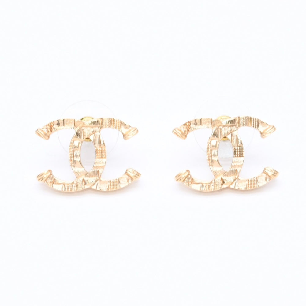 極美品 CHANEL シャネル ピアス イヤリング ココマーク ツイードメティエダールコレクション ゴールド B24V刻印 重量約6.80g 中古 4a004574