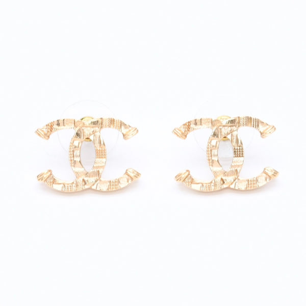 極美品 CHANEL シャネル ピアス イヤリング ココマーク ツイードメティエダールコレクション ゴールド B24V刻印 重量約6.80g 中古 4a004574