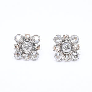 CHANEL シャネル ピアス イヤリング ラウンドビッグストーン 09C刻印 重量約6.55g シルバー カラーラインストーン 美品 中古 4a004567