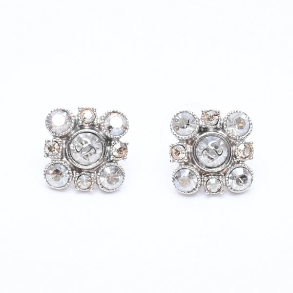 CHANEL シャネル ピアス イヤリング ラウンドビッグストーン 09C刻印 重量約6.55g シルバー カラーラインストーン 美品 中古 4a004567