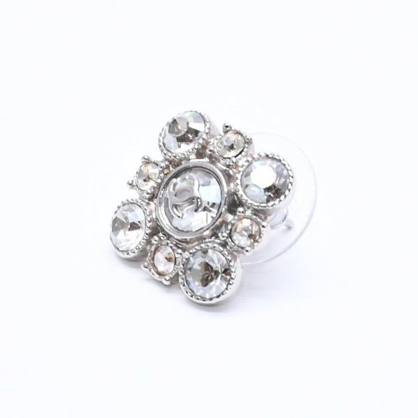 CHANEL シャネル ピアス イヤリング ラウンドビッグストーン 09C刻印 重量約6.55g シルバー カラーラインストーン 美品 中古 4a004567