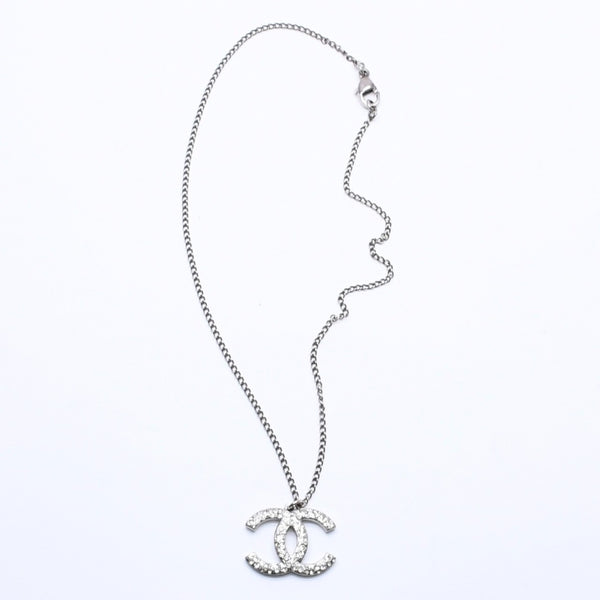 CHANEL シャネル ネックレス ココマーク シルバー ラインストーン 05A刻印 重量約7.91g 美品 中古 4a004559