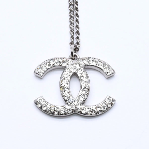 CHANEL シャネル ネックレス ココマーク シルバー ラインストーン 05A刻印 重量約7.91g 美品 中古 4a004559